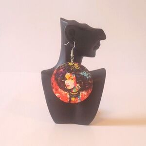 Ethnic Little Afro Wooden Earrings
